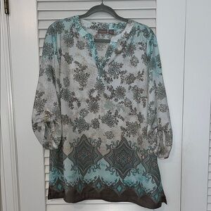Chico's Blue and Gray Relaxed Tunic Top